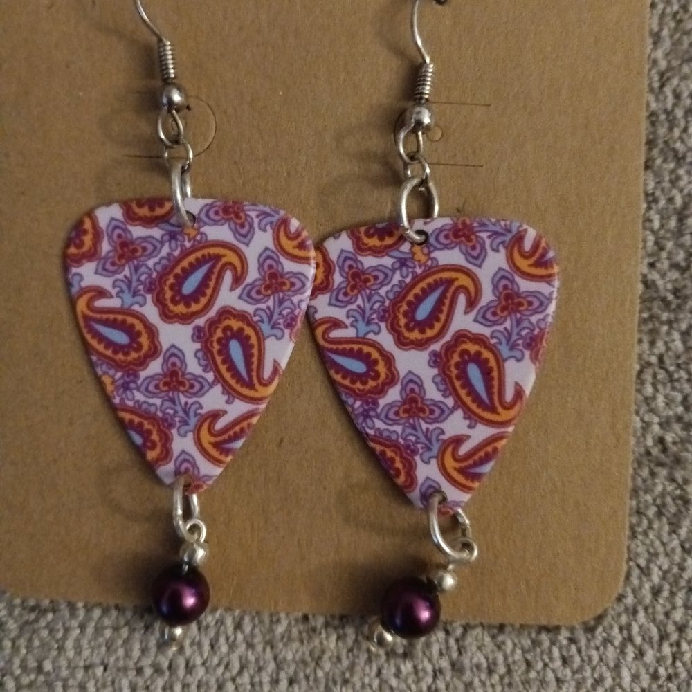 PAISLEY GUITAR PICK EARRINGS